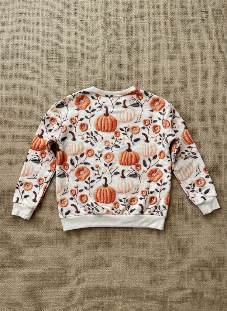 Pumpkin Floral Print Sweatshirt