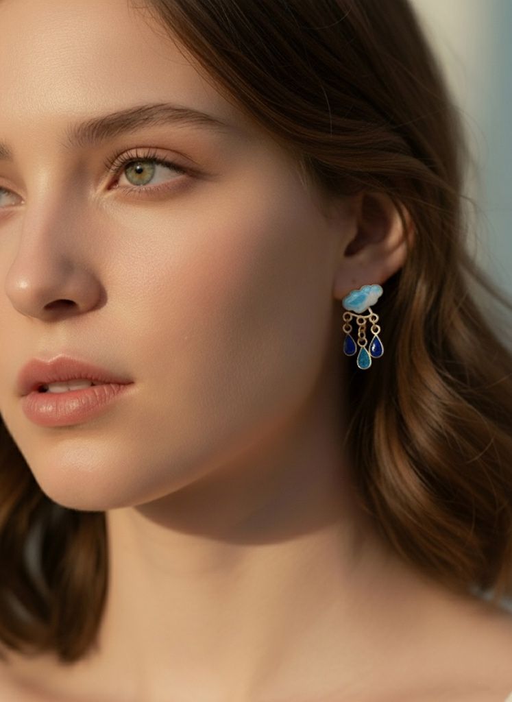 Cloud & Raindrop Enamel Earrings
