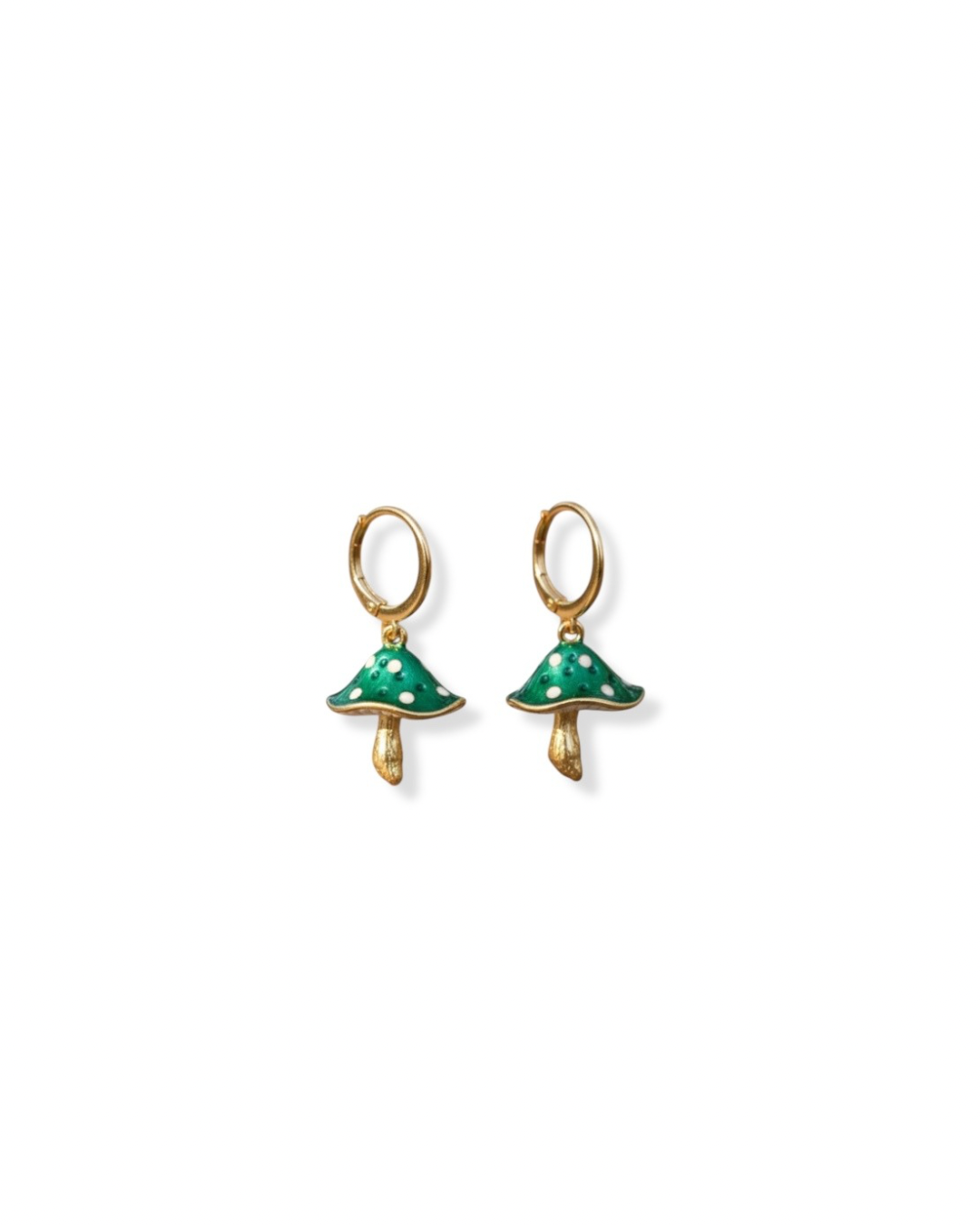 Green Mushroom Drop Earrings