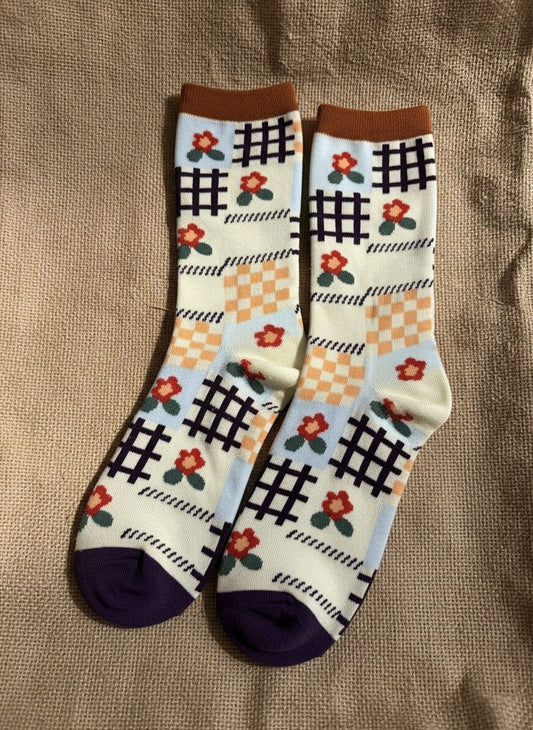 Retro Flower Cotton Socks