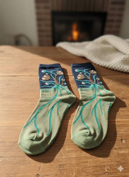 Vintage Floral Art Socks