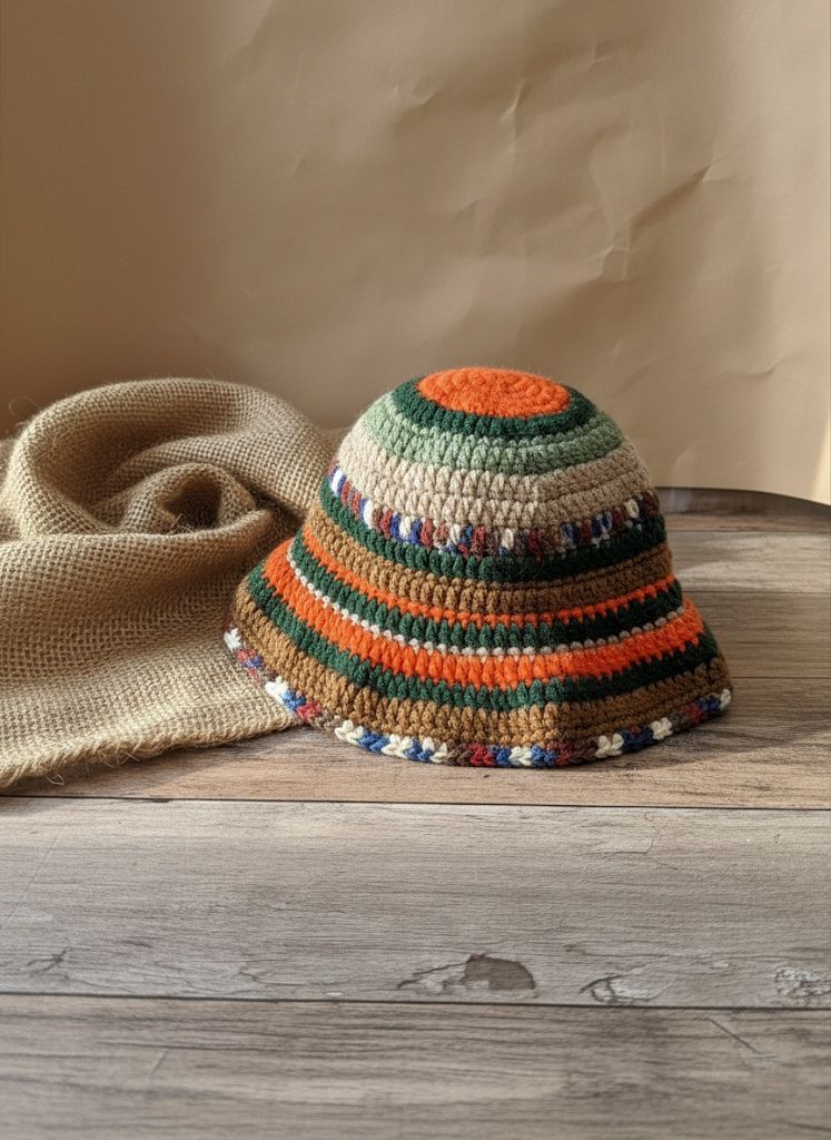 Handmade Crochet Bucket Hat – Coffee Brown