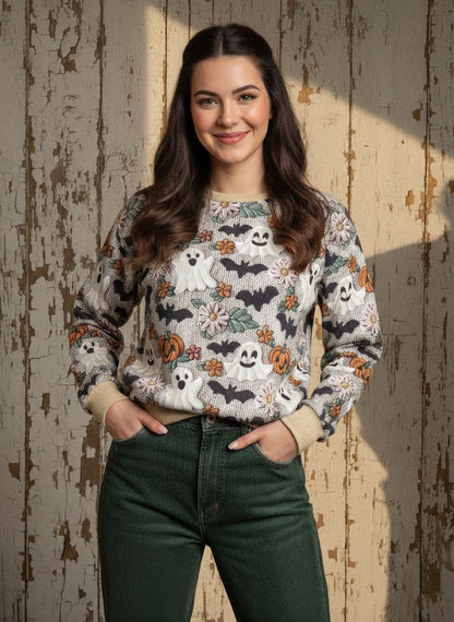 Halloween Ghost Print Sweatshirt