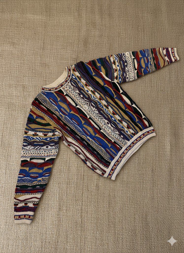 MB Line 3D Knit Sweater – Multicolor Abstract Pattern