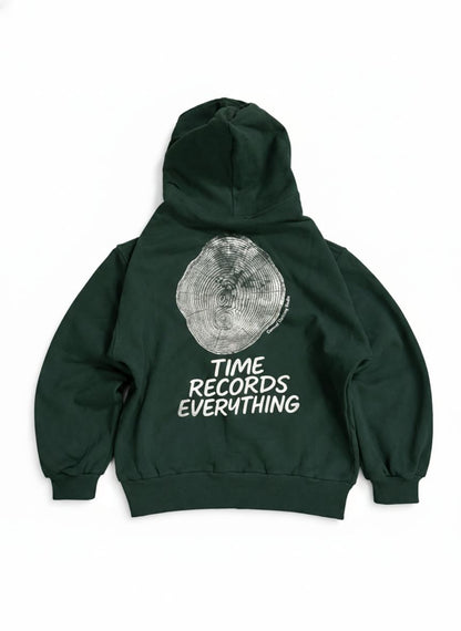 Haki Yeşil Heavyweight Oversize Boxy Fit Zip Up Hoodie – Time Records Everything