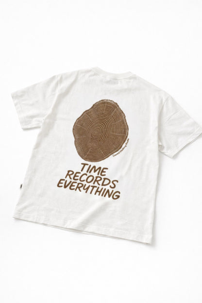Time Records Everything – Ekru Oversize Fit Tişört