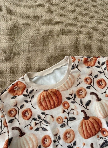 Pumpkin Floral Print Sweatshirt