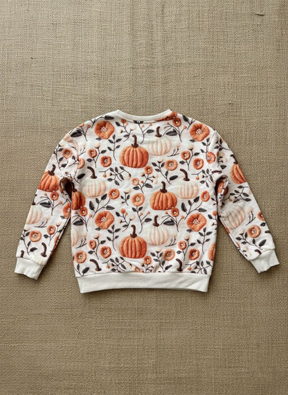 Pumpkin Floral Print Sweatshirt
