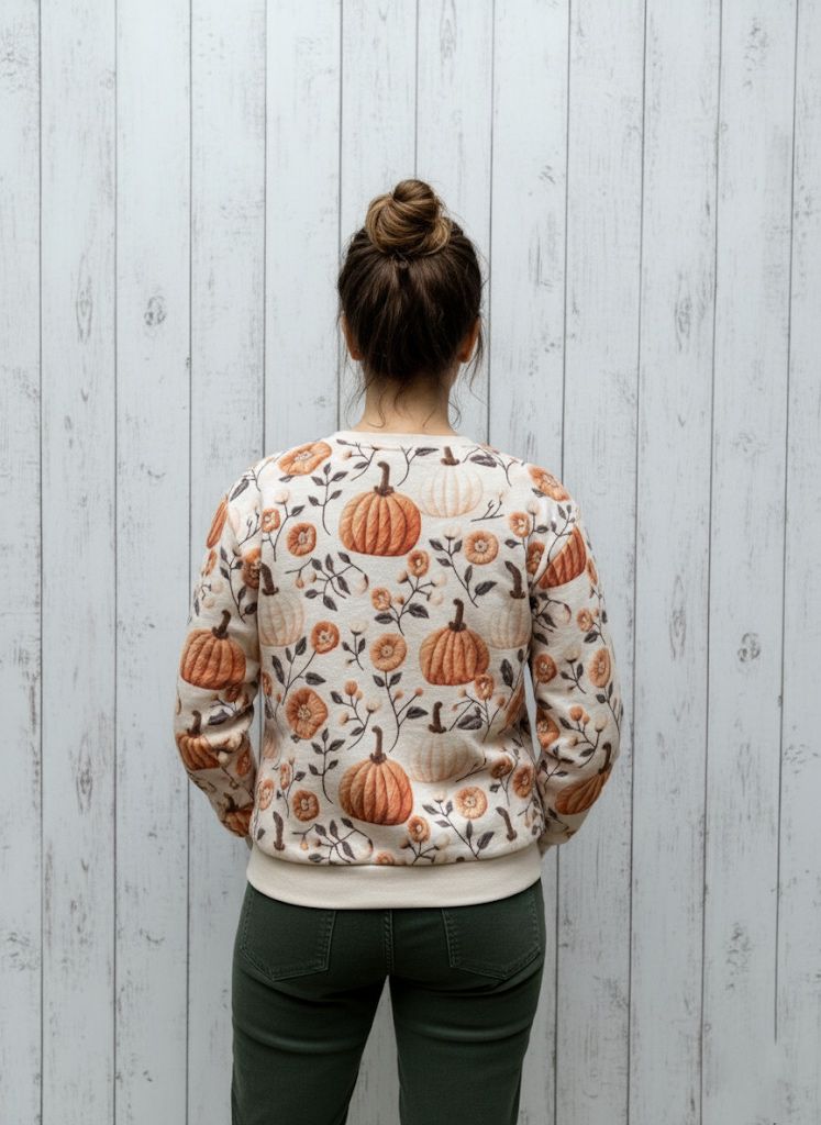 Pumpkin Floral Print Sweatshirt