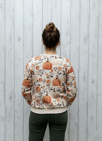 Pumpkin Floral Print Sweatshirt