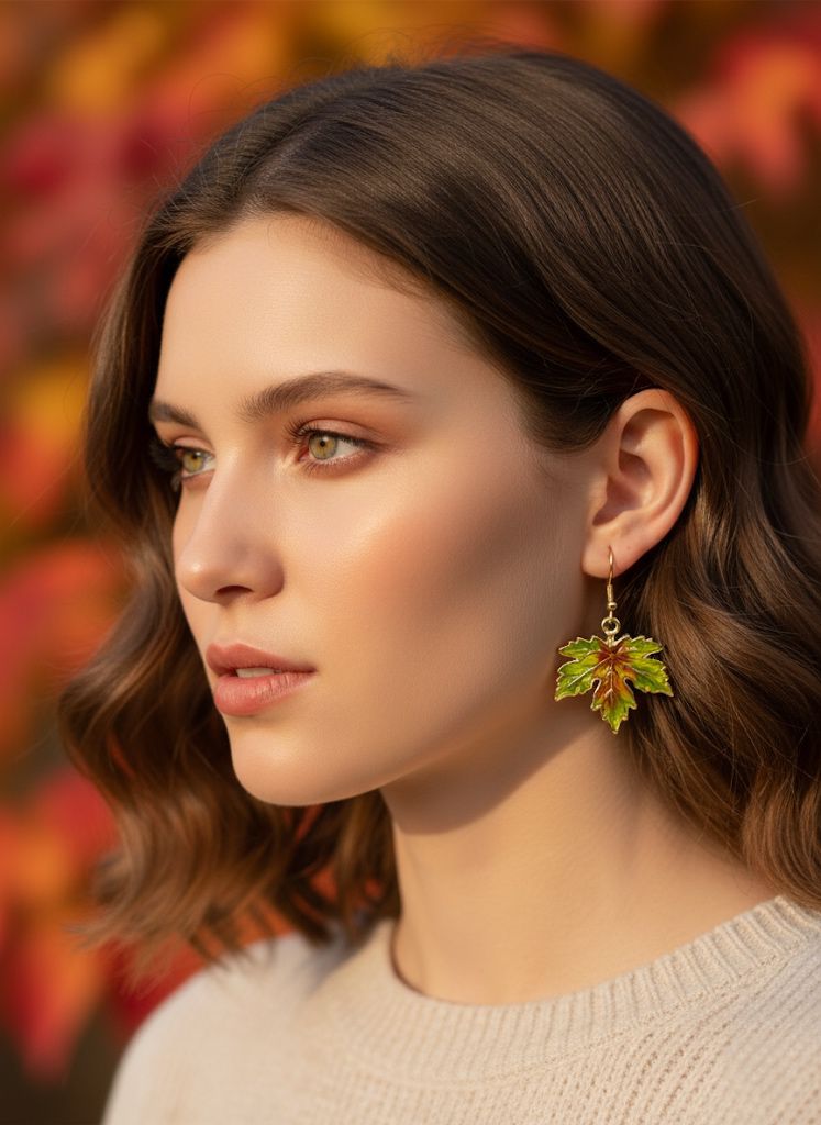 Maple Leaf Enamel Earrings