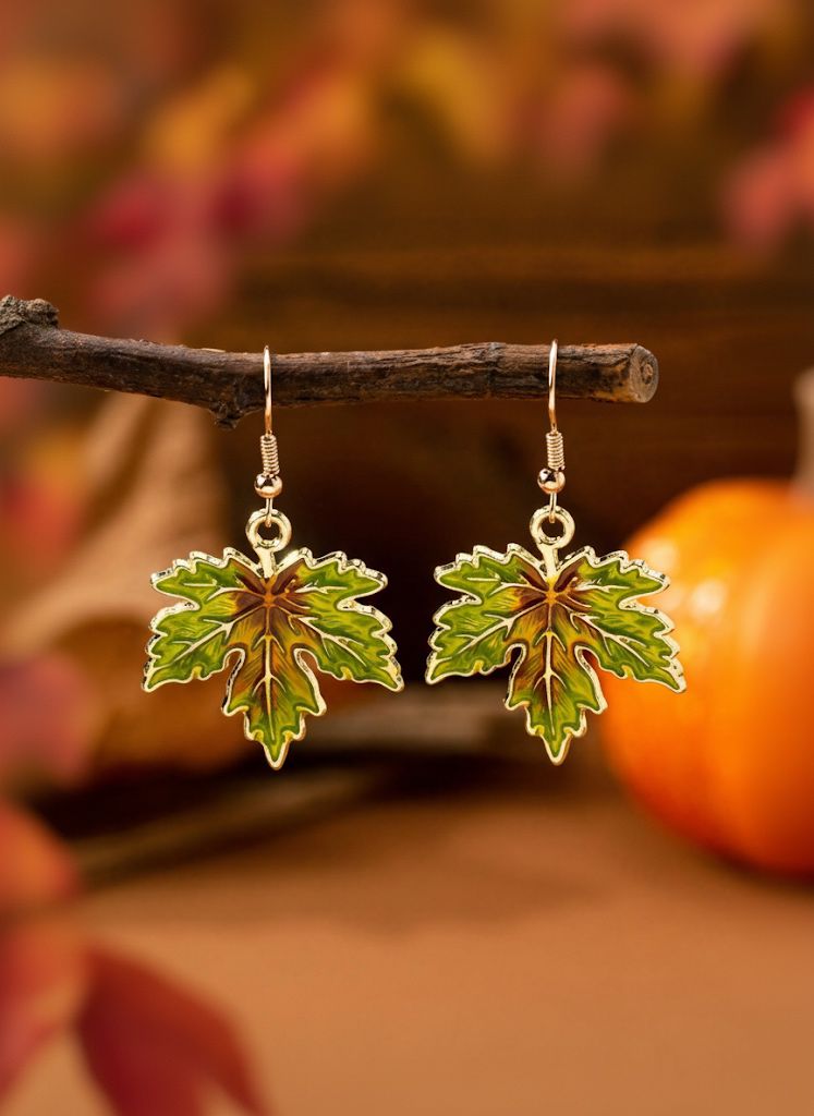 Maple Leaf Enamel Earrings