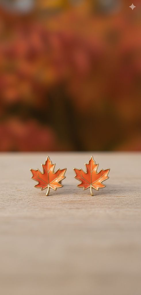 Orange Maple Leaf Earrings