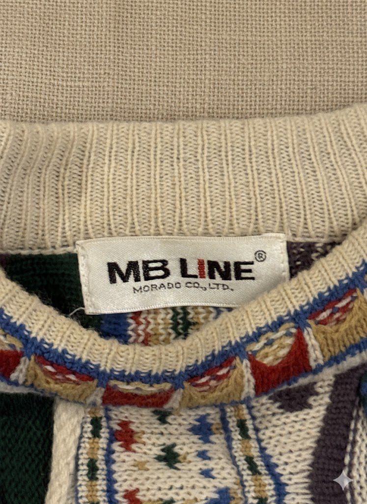 MB Line 3D Knit Sweater – Multicolor Abstract Pattern