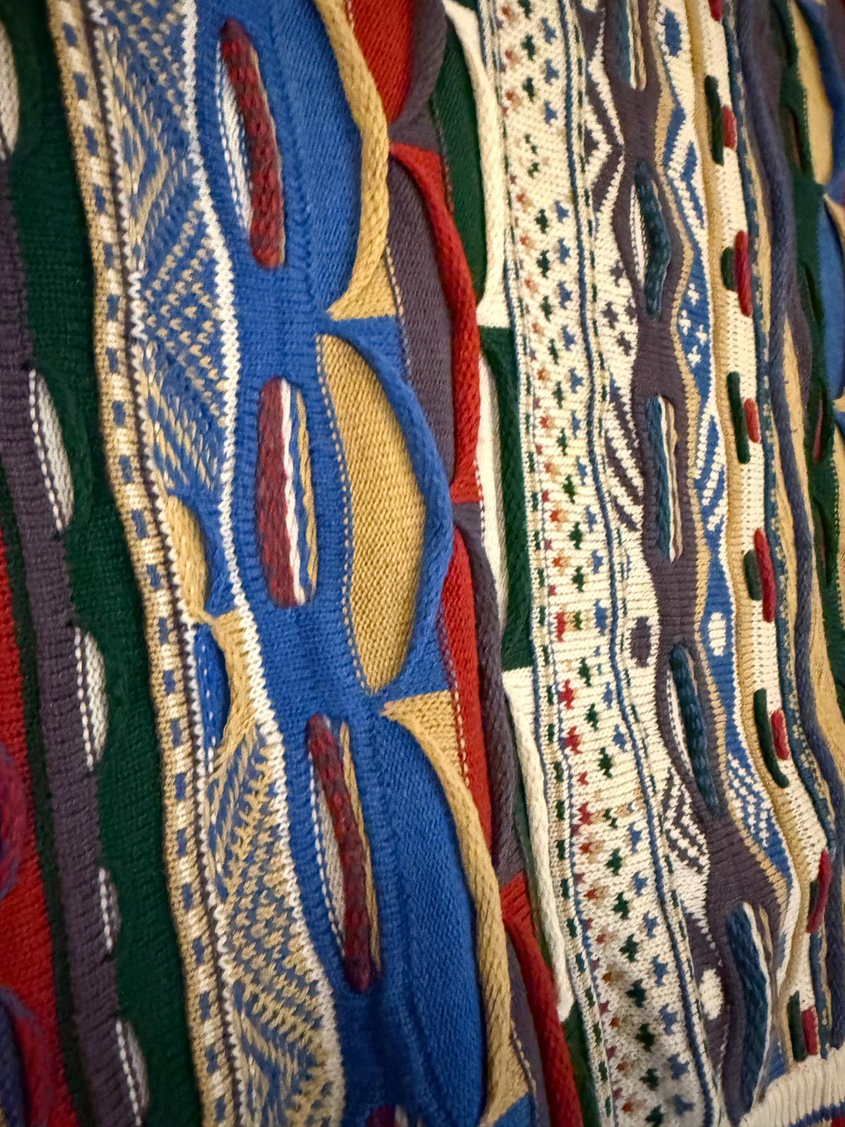 MB Line 3D Knit Sweater – Multicolor Abstract Pattern