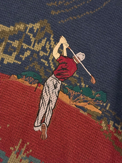 Vintage Golfer Knit Sweater – Landscape Pattern