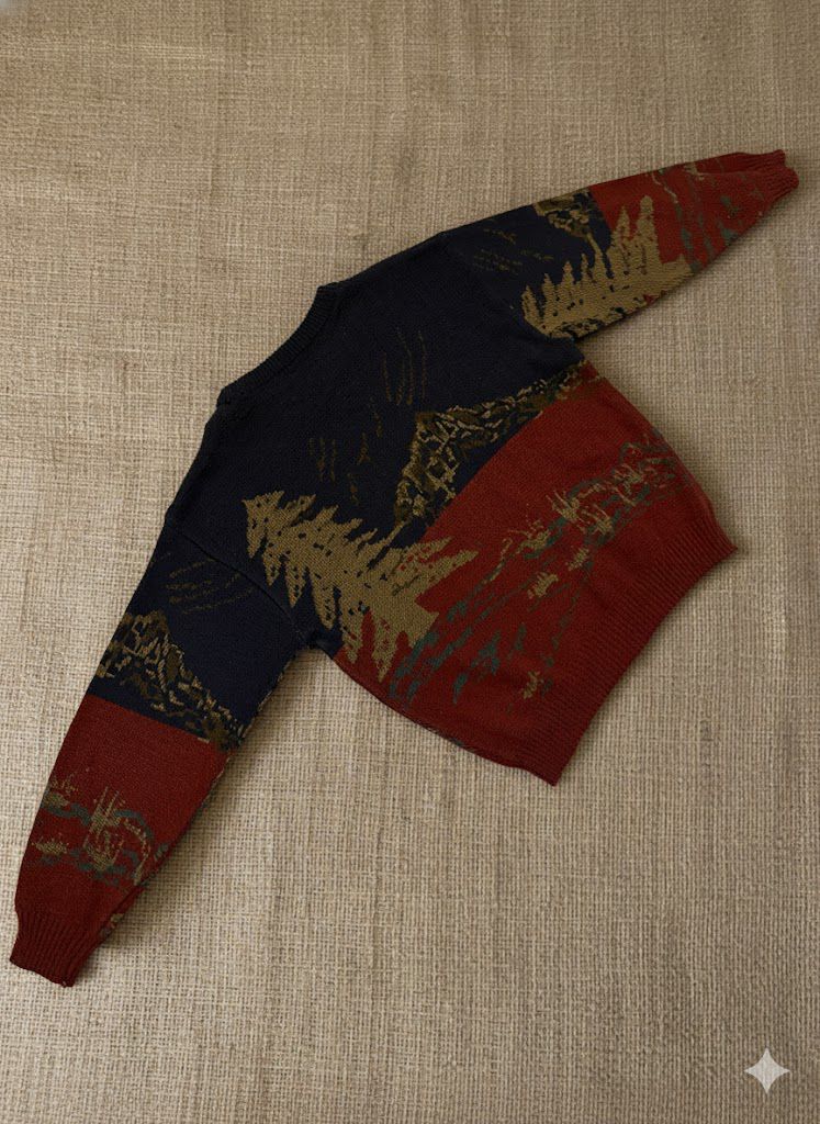 Vintage Golfer Knit Sweater – Landscape Pattern