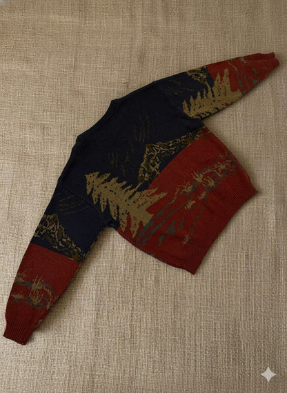 Vintage Golfer Knit Sweater – Landscape Pattern