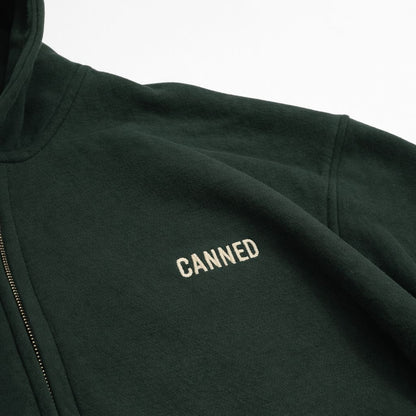 Haki Yeşil Heavyweight Oversize Boxy Fit Zip Up Hoodie – Canned Core Logo